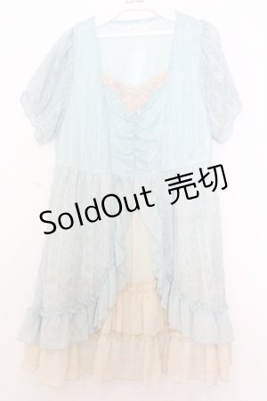 画像: axes femme / 胸元蝶レースミニワンピース M ミントブルー O-26-01-16-014-AX-OP-OW-OS