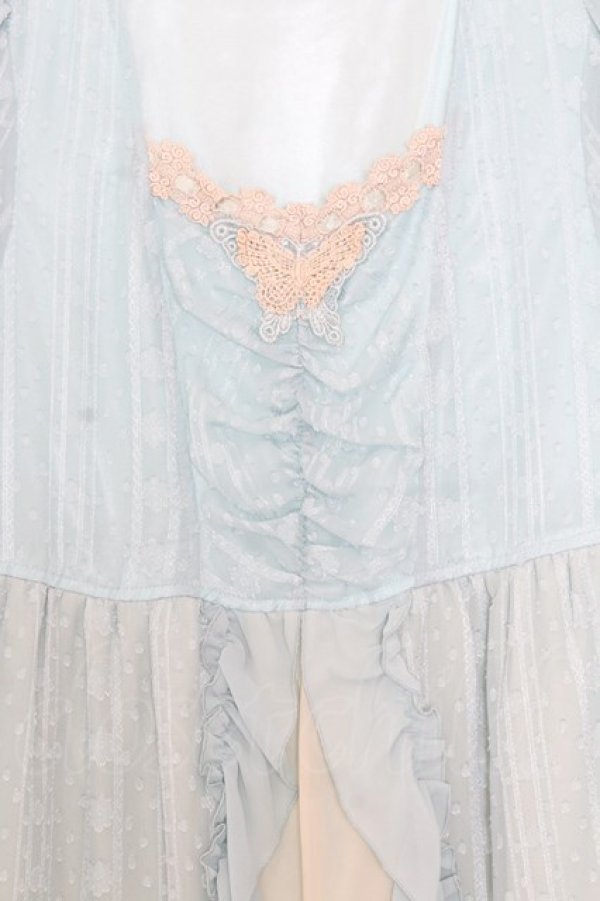 画像2: axes femme / 胸元蝶レースミニワンピース M ミントブルー O-26-01-16-014-AX-OP-OW-OS (2)