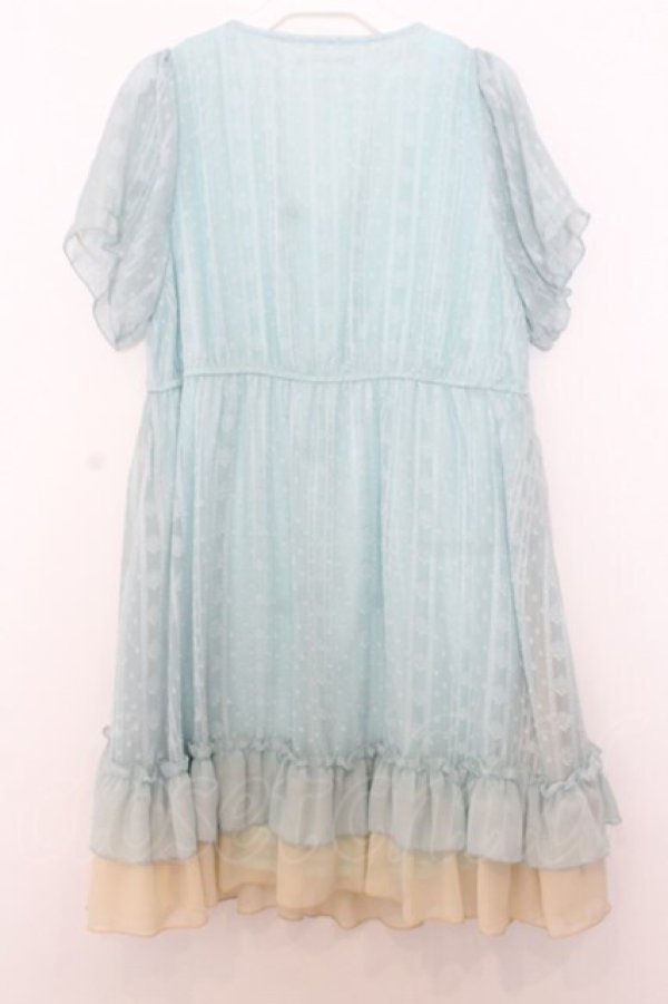 画像3: axes femme / 胸元蝶レースミニワンピース M ミントブルー O-26-01-16-014-AX-OP-OW-OS (3)