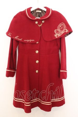 画像: Amavel / 懐中時計刺繍入り　ケープ付フレアコート M ワイン O-26-01-16-016-CA-CO-OW-OS