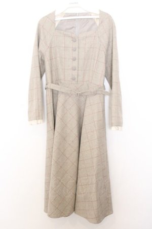 画像: an another angelus / スイートハートネックラインチェックワンピース F ベージュ O-26-01-16-021-CA-OP-OW-ZT0119P