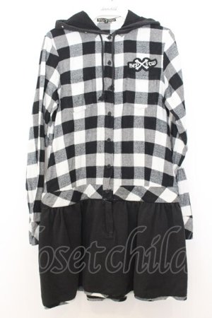 画像: HELL CAT PUNKS / ギンガムチェックシャツワンピース  ブラック×ホワイト O-26-01-16-023-PU-TO-IG-OS