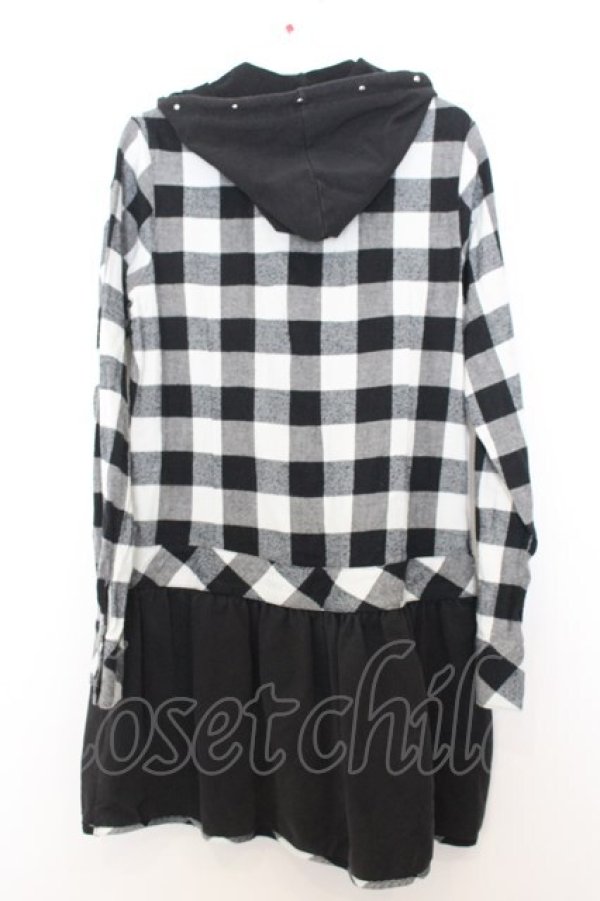 画像3: HELL CAT PUNKS / ギンガムチェックシャツワンピース  ブラック×ホワイト O-26-01-16-023-PU-TO-IG-OS (3)