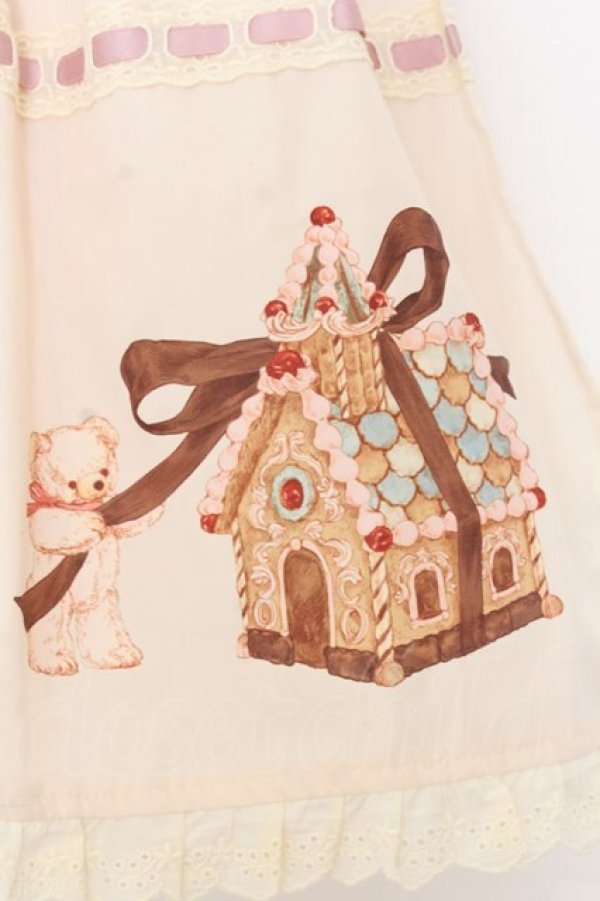 画像2: axes femme kawaii / お菓子の家プリントエプロン  生成り O-26-01-16-003-AX-SK-IG-OS (2)