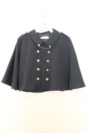 画像: axes femme / チェーン付きダブル釦ケープ F ネイビー O-26-01-16-033-AX-JA-IG-ZT0119P