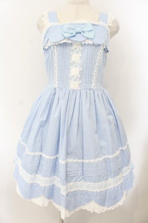 画像: BABY,THE STARS SHINE BRIGHT / リボンスカラップジャンパースカート  サックス O-26-01-17-023-BA-OP-OW-OS