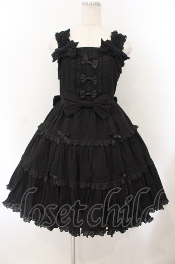 画像1: Angelic Pretty / バニラン肩リボンジャンパースカート【旧タグ】  クロ O-26-01-17-026-AP-OP-IG-OS (1)