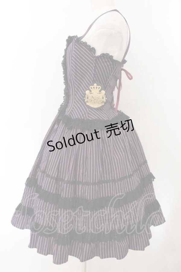 画像3: ALICE and the PIRATES / レジメンタルストライプミランダジャンパースカート  ネイビー×ワイン O-26-01-17-029-PA-OP-IG-OS (3)