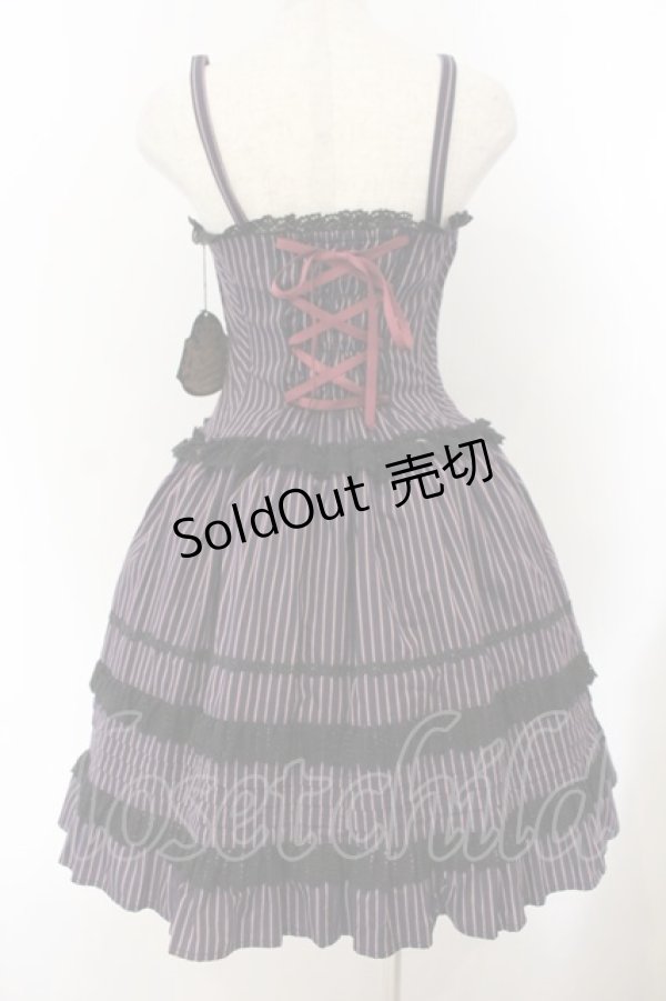 画像4: ALICE and the PIRATES / レジメンタルストライプミランダジャンパースカート  ネイビー×ワイン O-26-01-17-029-PA-OP-IG-OS (4)