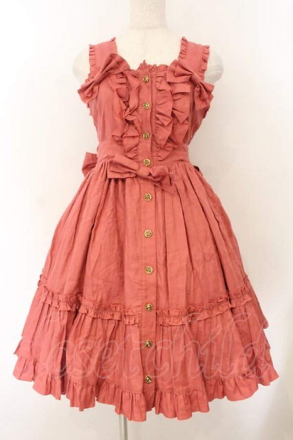 画像1: metamorphose / クラシックジャガード前開きジャンパースカート  ピンク O-26-01-17-030-ME-OP-IG-OS (1)