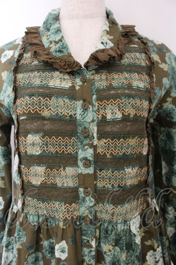 画像2: PINK HOUSE / フラワーブーケ柄ワンピース  グリーン O-26-01-17-033-LO-OP-OW-OS (2)