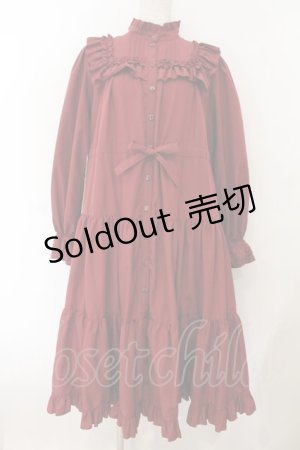 画像: Physical Drop / 前釦スタンドカラーワンピース  ボルドー O-26-01-17-034-LO-OP-OW-OS