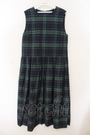 画像: Jane Marple / Memorial Check ノースリーブドレス M ネイビー×グリーン O-26-01-17-041-JM-OP-IG-OS