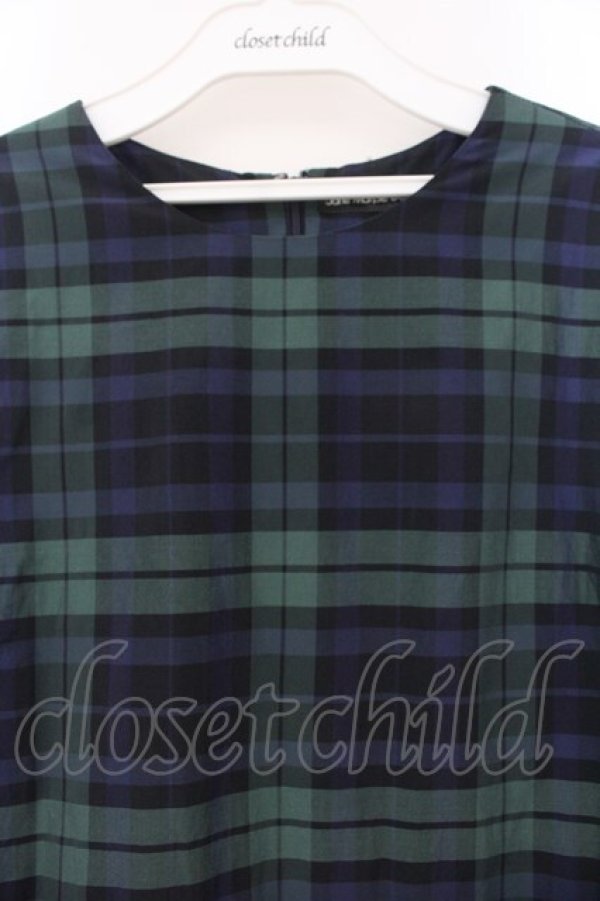 画像2: Jane Marple / Memorial Check ノースリーブドレス M ネイビー×グリーン O-26-01-17-041-JM-OP-IG-OS (2)