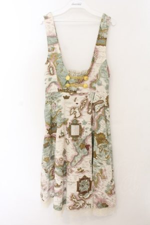 画像: an another angelus / 地図柄ワンピース F アイボリー系 O-26-01-17-047-CA-OP-OW-OS