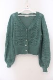 画像1: axes femme POETIQUE / 透かし編みショートニットカーデ M グリーン O-26-01-17-051-AX-TO-OW-OS (1)