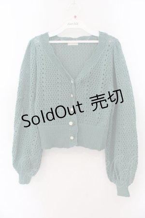 画像: axes femme POETIQUE / 透かし編みショートニットカーデ M グリーン O-26-01-17-051-AX-TO-OW-ZT534