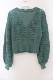 画像2: axes femme POETIQUE / 透かし編みショートニットカーデ M グリーン O-26-01-17-051-AX-TO-OW-OS (2)