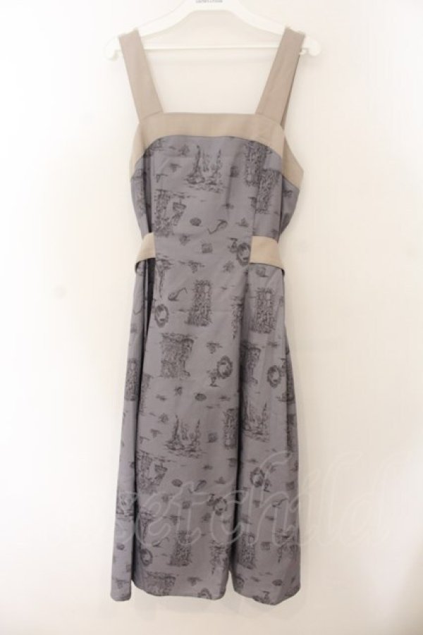 画像1: axes femme POETIQUE / ジュイ風物語柄ワンピース M グレー O-26-01-17-052-AX-OP-OW-OS (1)