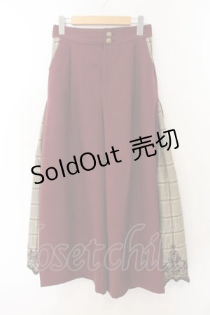 画像: axes femme / チェック切替ワイドパンツ M ワイン O-26-01-17-055-AX-PA-OW-OS