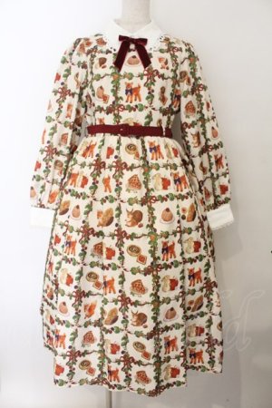 画像: axes femme kawaii / 森のケーキ屋さん柄ワンピース  生成り O-26-01-17-005-AX-OP-IG-OS