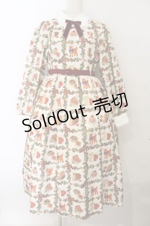 画像: axes femme kawaii / 森のケーキ屋さん柄ワンピース  生成り O-26-01-17-005-AX-OP-IG-OS