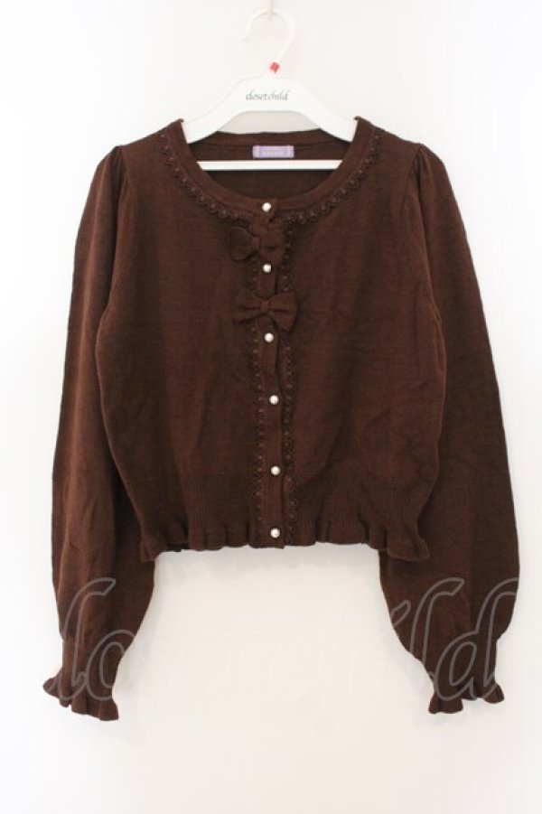 画像1: axes femme kawaii / 2つリボンカーディガン M ブラウン O-26-01-17-066-AX-TO-OW-OS (1)