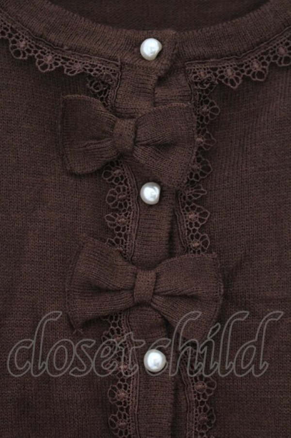 画像2: axes femme kawaii / 2つリボンカーディガン M ブラウン O-26-01-17-066-AX-TO-OW-OS (2)