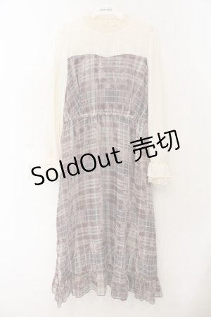 画像: axes femme POETIQUE / チェックベロアシフォンワンピース M ピンク O-26-01-17-067-AX-OP-OW-OS