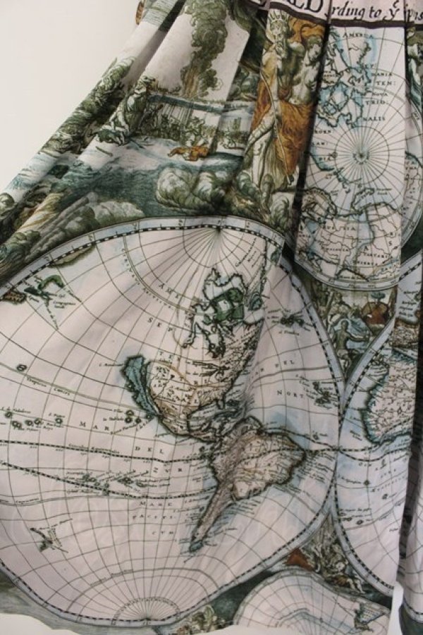 画像3: axes femme Nostalgic / ヴィンテージマップ柄ワンピース F グリーン系 O-26-01-17-070-LO-OP-OW-OS (3)