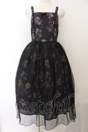 画像: axes femme kawaii / クラシックブーケ柄ジャンスカ M クロ O-26-01-17-009-AX-OP-OW-OS