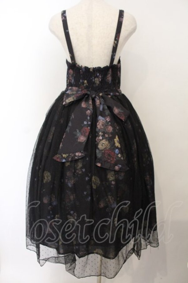 画像4: axes femme kawaii / クラシックブーケ柄ジャンスカ M クロ O-26-01-17-009-AX-OP-OW-OS (4)