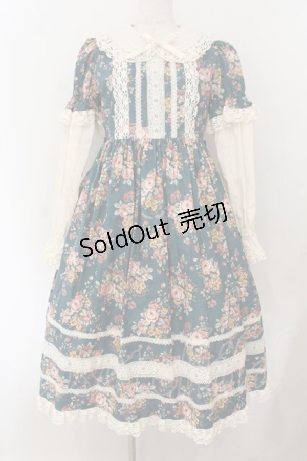 画像1: Innocent World / 薔薇と苺のドールワンピース M 86　グリーン×キナリ O-26-01-17-013-IW-OP-OW-OS (1)