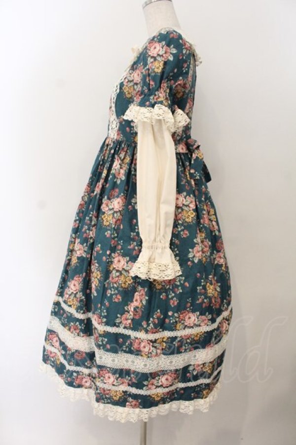 画像4: Innocent World / 薔薇と苺のドールワンピース M 86　グリーン×キナリ O-26-01-17-013-IW-OP-OW-OS (4)