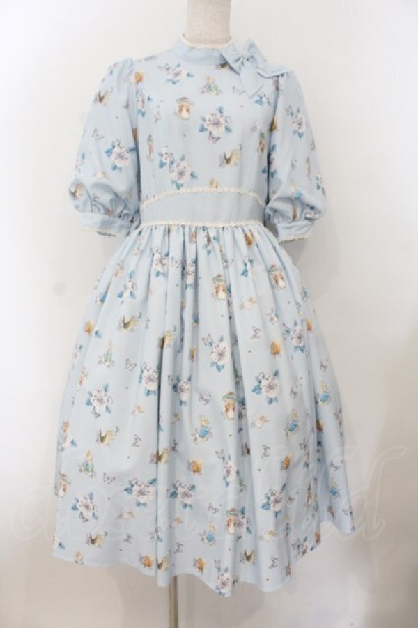 画像1: Innocent World / ピーターラビット小花レースワンピース M サックス O-26-01-17-014-IW-OP-OW-OS (1)