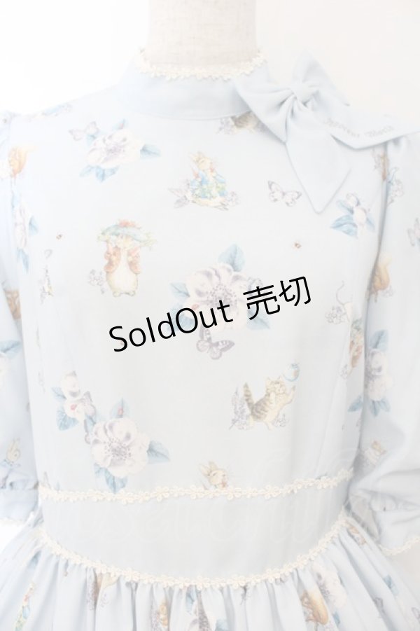 画像2: Innocent World / ピーターラビット小花レースワンピース M サックス O-26-01-17-014-IW-OP-OW-OS (2)