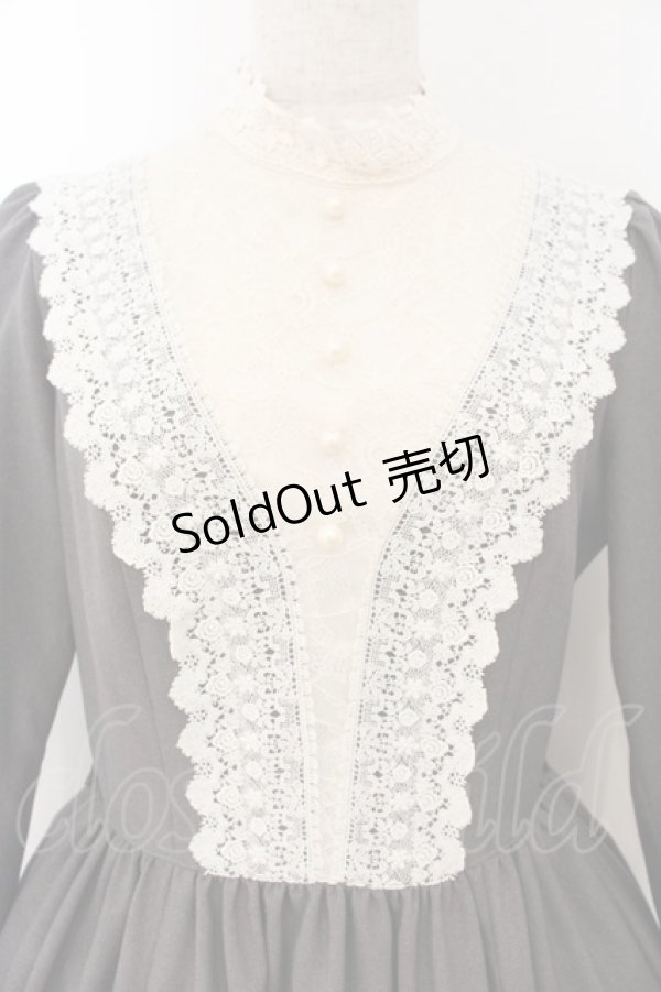 画像2: Innocent World / キャトリーヌ(長袖)ワンピース M グレー×キナリ O-26-01-17-015-IW-OP-OW-OS (2)