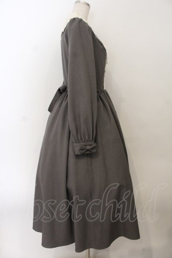 画像3: Innocent World / キャトリーヌ(長袖)ワンピース M グレー×キナリ O-26-01-17-015-IW-OP-OW-OS (3)