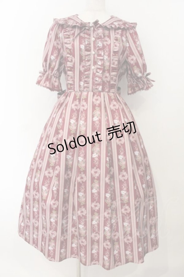 画像1: axes femme kawaii / RosyBear柄ワンピース  ワイン O-26-01-17-018-AX-OP-IG-OS (1)