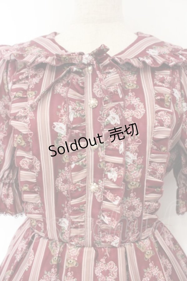 画像2: axes femme kawaii / RosyBear柄ワンピース  ワイン O-26-01-17-018-AX-OP-IG-OS (2)