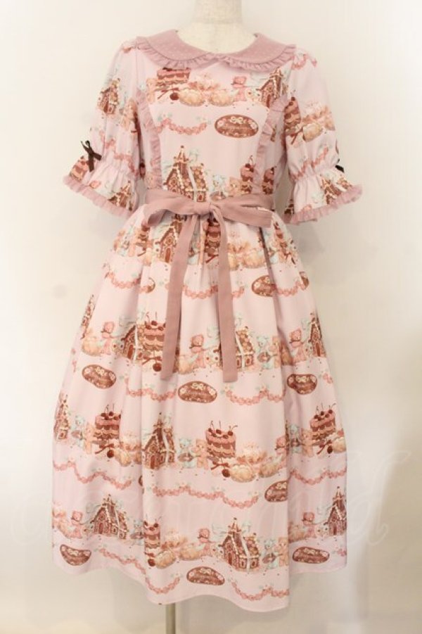 画像1: axes femme kawaii / お菓子の家柄ワンピース  ピンク O-26-01-17-019-AX-BL-IG-OS (1)