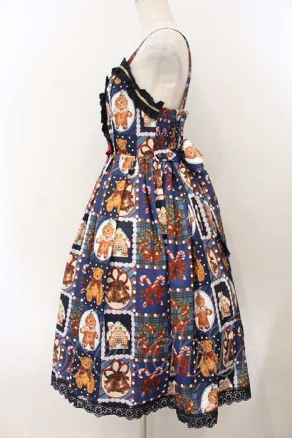 画像4: Chalmiere / クリスマス柄ジャンスカ  ネイビー O-26-01-17-020-0-OP-IG-OS (4)