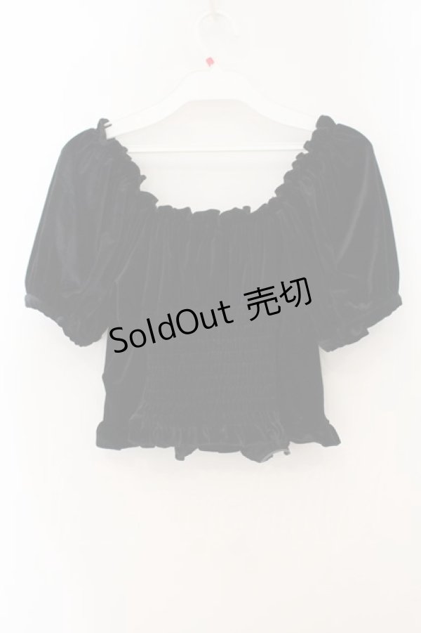 画像3: lilLilly / ベロアパフブラウス F クロ O-26-01-19-025-LO-TO-OW-OS (3)