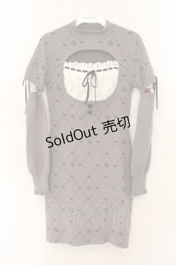 画像1: HONEY・MEW / アームカバー付きMWモノグラムワンピース F グレー O-26-01-19-028-PU-OP-OW-OS (1)