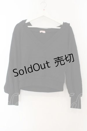 画像: lilLilly / Vネックショートパーカー F クロ O-26-01-19-030-LO-TO-OW-OS