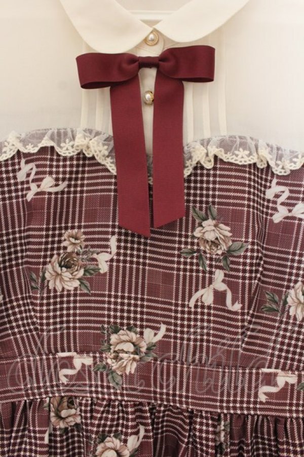 画像2: axes femme POETIQUE / ホリデーチェック柄ワンピース M ワイン O-26-01-19-039-AX-OP-OW-OS (2)