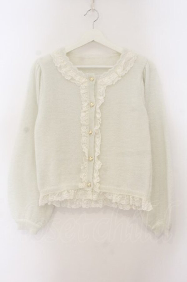 画像1: axes femme POETIQUE / ラメシャギーフリルニットカーディガン M キナリ O-26-01-19-041-AX-TO-OW-OS (1)