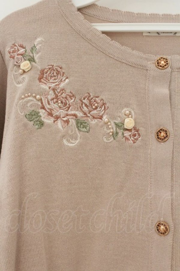 画像2: axes femme / フラワーガーデン刺繍カーディガン F ピンク O-26-01-19-042-AX-TO-OW-OS (2)