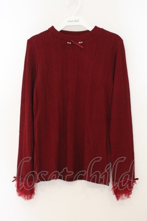 画像1: axes femme / フリルチュールラメリブプルオーバー F アカ O-26-01-19-043-AX-TO-OW-OS (1)