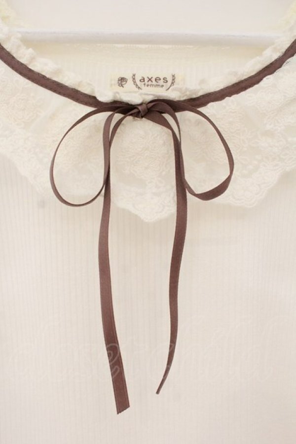 画像2: axes femme / 20thレース使いトップス F キナリ O-26-01-19-045-AX-TO-OW-OS (2)